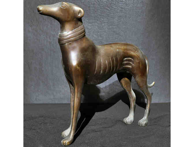 Greyhound/Whippet Standing with Collar - Cast Bronze Sculpture - Photo 4