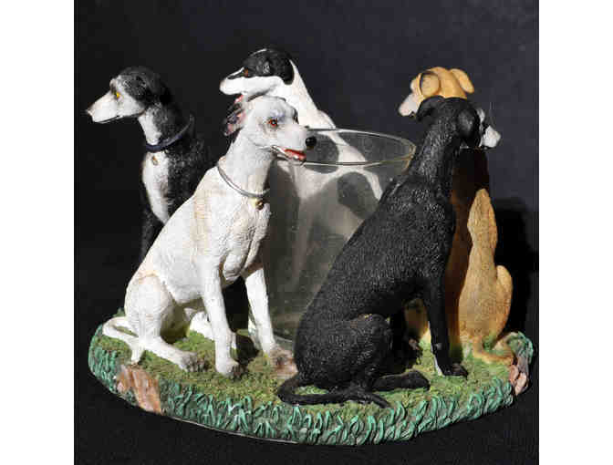 Greyhounds (5) Seated in Circle - Resin - Votive Candle Holder by Continental Creations - Photo 1