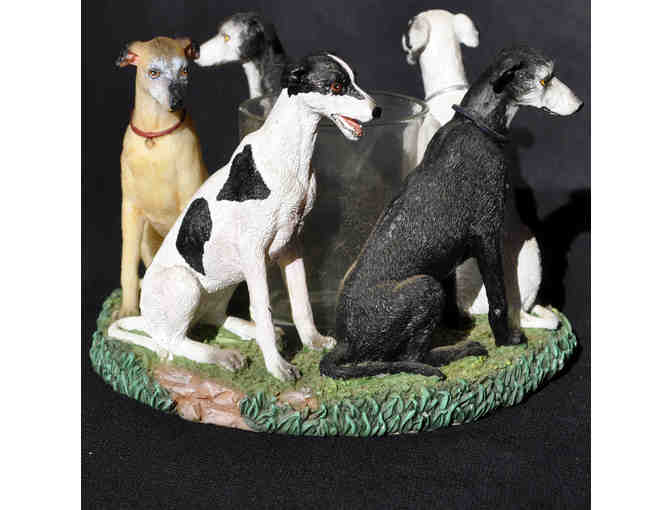Greyhounds (5) Seated in Circle - Resin - Votive Candle Holder by Continental Creations