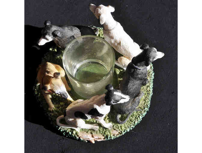 Greyhounds (5) Seated in Circle - Resin - Votive Candle Holder by Continental Creations