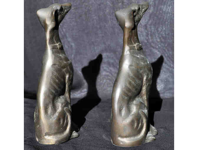 Greyhound/Whippet Sitting Dog Figurines - Bookends/Statue Pair - Brass - Photo 3