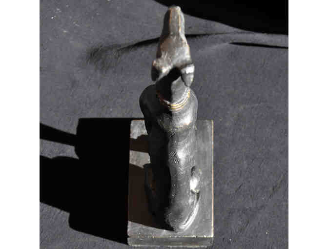 Greyhound/Whippet Sitting Dog Statue on Base - Cast Brass