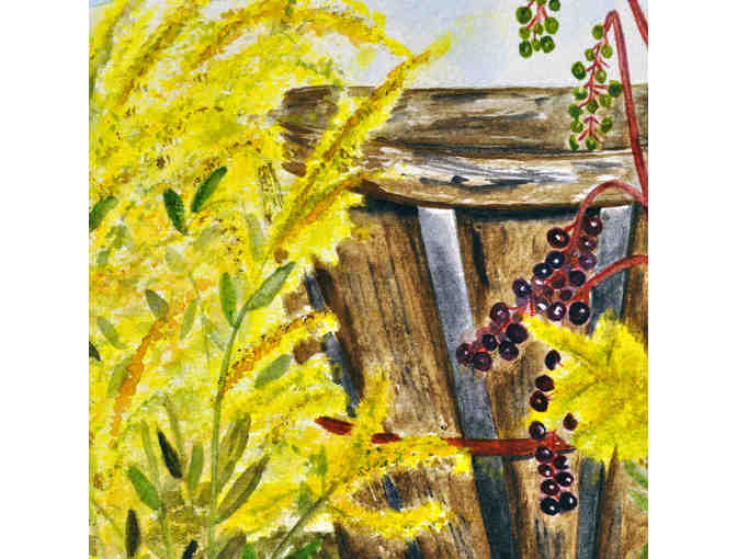Watercolor - Oak Bucket and Flowers - Unmatted/Unframed - Marlene Koch - Photo 3