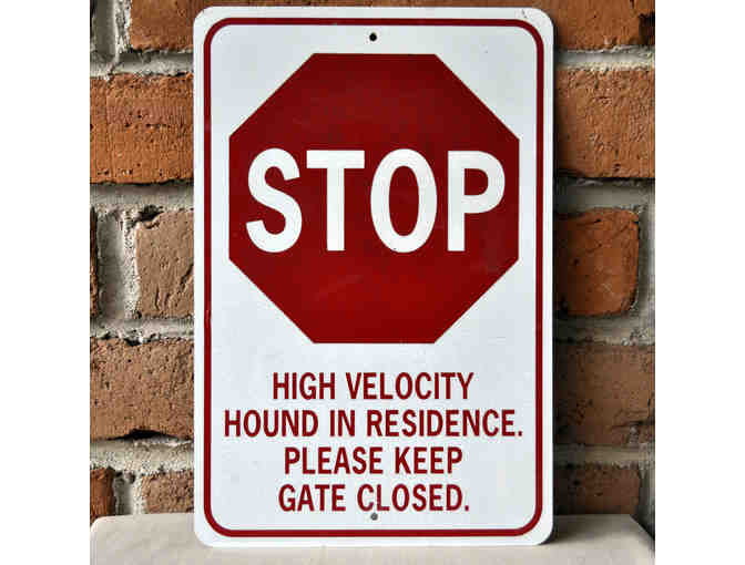 Metal Sign - STOP High Velocity Hound In Residence. Please Keep Gate Closed