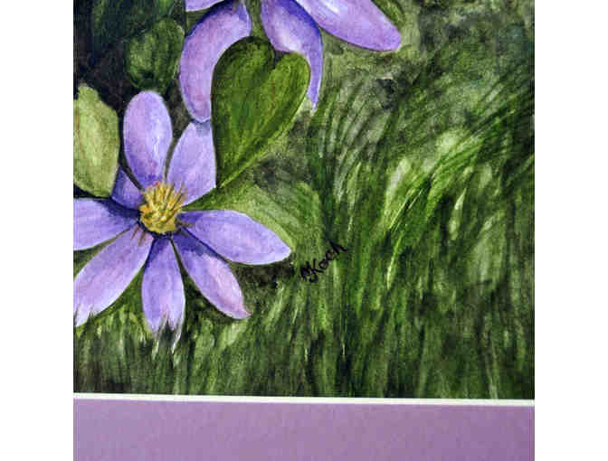 Watercolor - Purple Flowers - Matted/Unframed by Marlene Koch