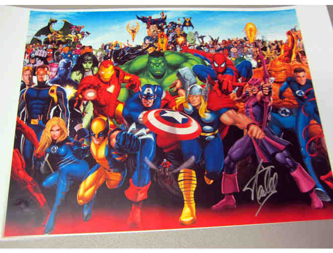 Stan Lee Autographed Superhero Large Photo
