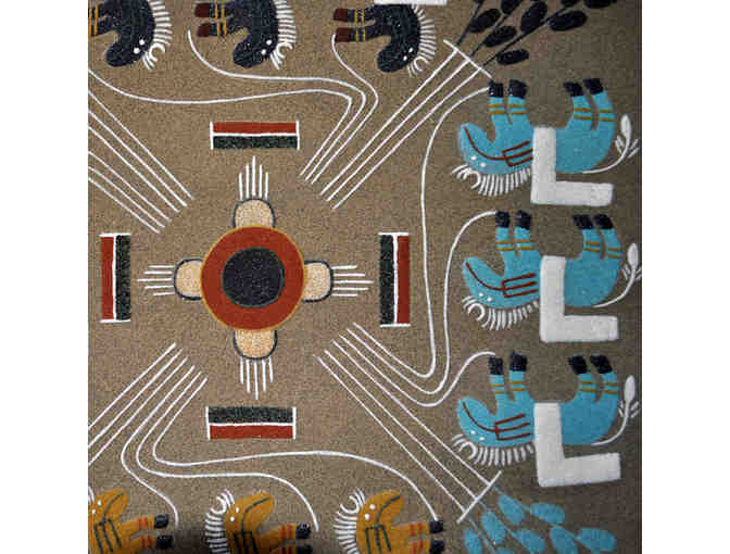Navajo Sand Painting, 'House of Buffalo' - signed on back by J. Begay