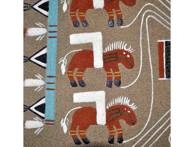Navajo Sand Painting, 'House of Buffalo' - signed on back by J. Begay
