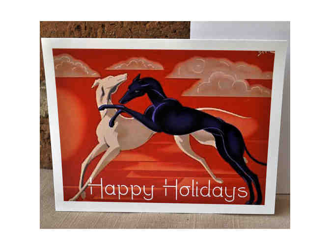 Cards (8) - Greyhound Themed Holiday Cards - 2 Styles - Sentiments Inside