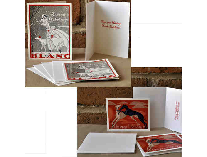 Cards (8) - Greyhound Themed Holiday Cards - 2 Styles - Sentiments Inside