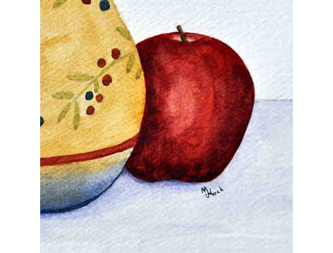 Watercolor - Pitcher, Eggs, and Apple - No Mat Or Frame - Original by Marlene Koch