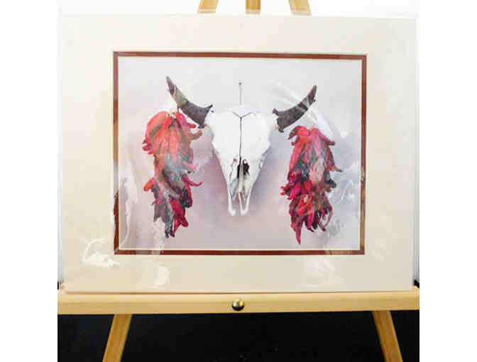 Photo - Cow Skull and Ristra - Matted - Photographer Unknown