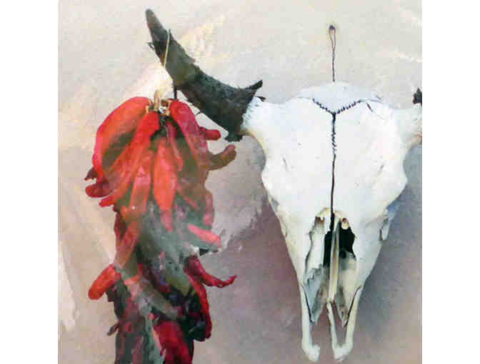 Photo - Cow Skull and Ristra - Matted - Photographer Unknown