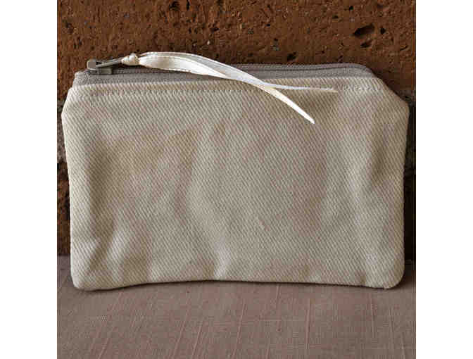 Coin Purse - Ivory Denim With Lining and Zipper