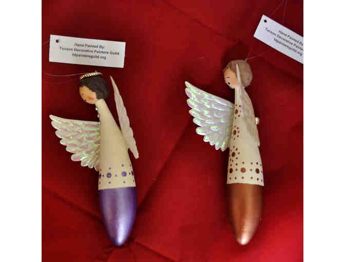 Gourd Ornaments - 6' Purple Angel and 6 1/2' Copper Angel