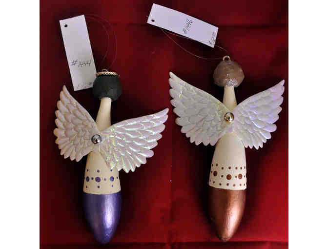 Gourd Ornaments - 6' Purple Angel and 6 1/2' Copper Angel