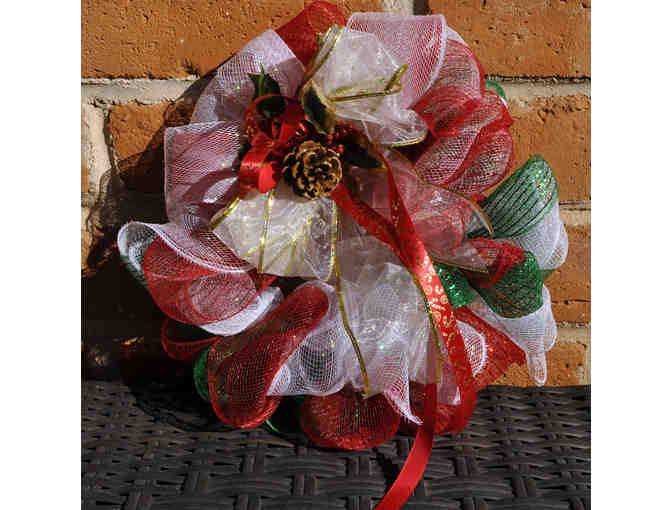 Holiday Wreath - Red and Green - Handmade
