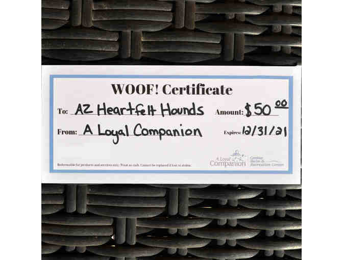 Gift Certificate - $ 50 - A Loyal Companion - Tucson Location Only