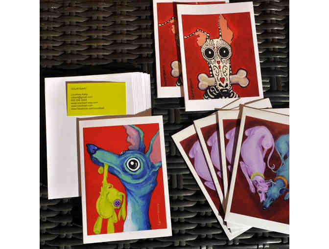Cards (10) - Greyhound Print Cards by Courtney Kelly - Blank Inside