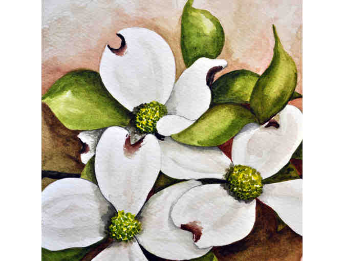 Watercolor - Dogwood Flowers - Matted/Unframed by Marlene Koch
