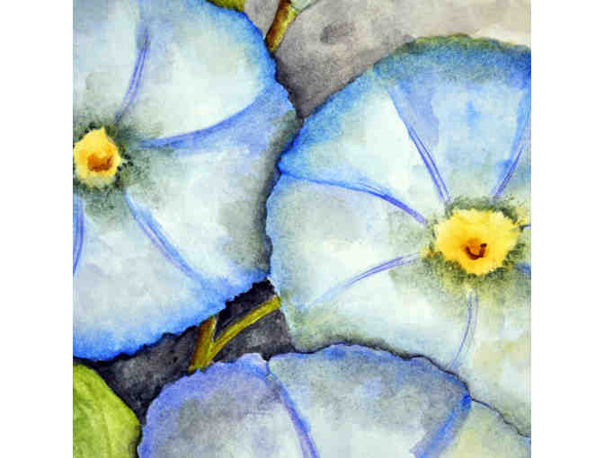 Watercolor - Morning Glory Flowers - Matted/Unframed by Marlene Koch