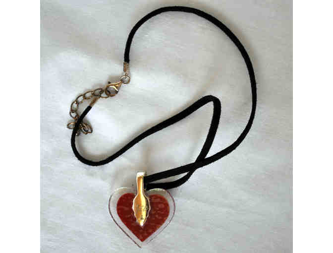 Heart Shaped Paw Print Necklace on Leather Cord