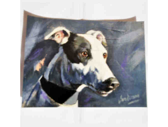 Greyhound Print on Photo Paper - White and Black Hound on Black Background