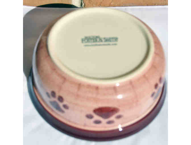 Ceramic Dog Bowl - Burgundy and Cream