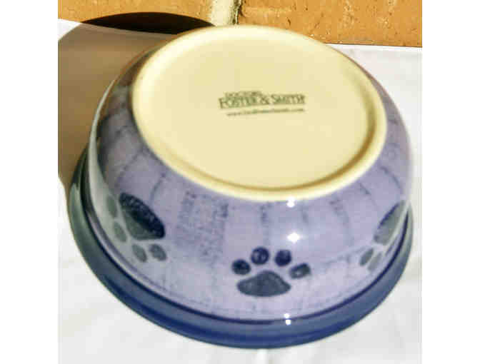 Ceramic Dog Bowl - Blue, Cream, and Purple
