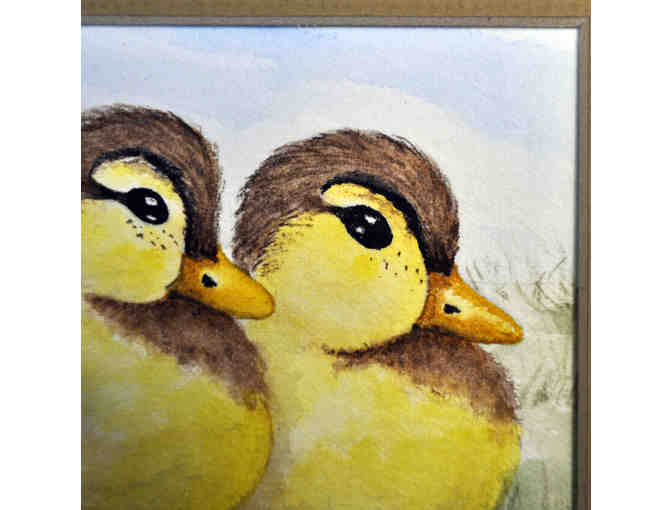 Watercolor - Duckling Best Friends - Matted/Unframed - Original by Marlene Koch