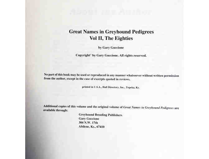 Great Names in Greyhound Pedigrees, Vol II, The Eighties by Gary Guccione