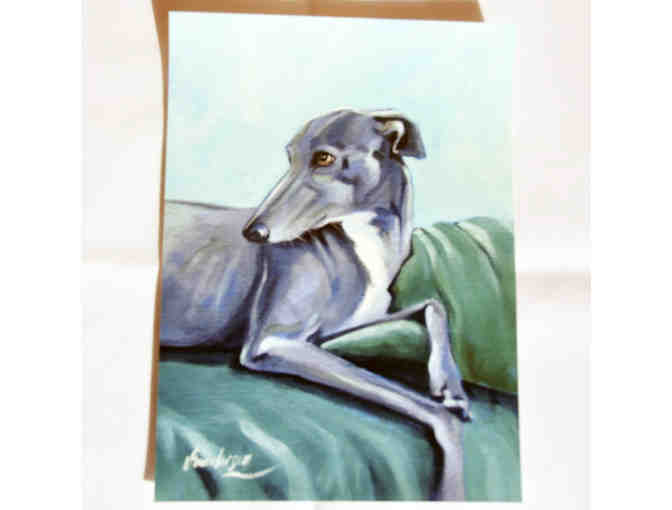 Greyhound Print on Photo Paper - Blue Hound on Blue Background