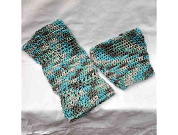 Snoods - Two Hand Knit Hound Snoods - Variegated Blue