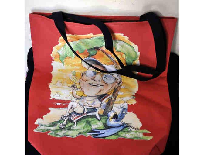Waterproof Canvas Tote - Featuring Jimmy Buffett Chilling on the Beach