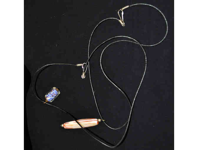 Leather Cord Necklaces with Pendants - Two - 16' Long