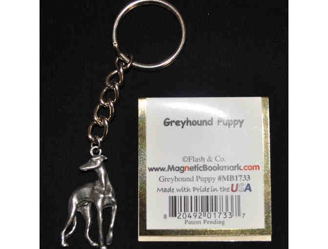 Greyhound Key Chain and Italian Greyhound/Greyhound Puppy Magnetic Book Mark