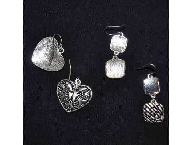 Two Pair of Silver-Toned Earrings - Ear Wires