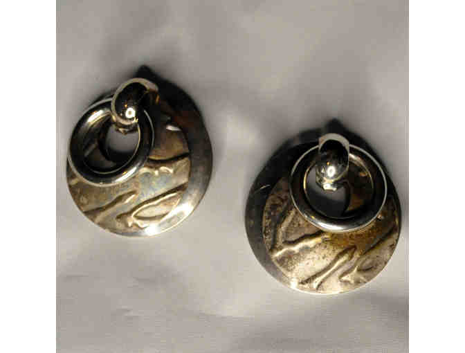 Post Earrings with Round Metal Dangles