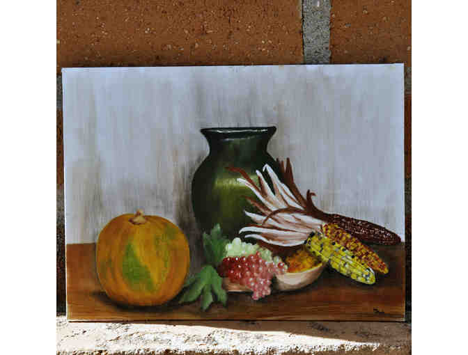 Original Acrylic- Harvest Still Life With Green Vase - Unmatted/Unframed by Marlene Koch