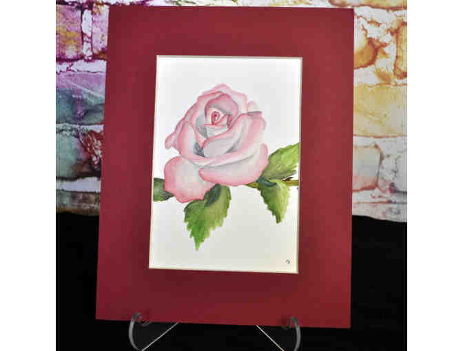 Watercolor - Pink Rose - Matted/Unframed - Original by Marlene Koch