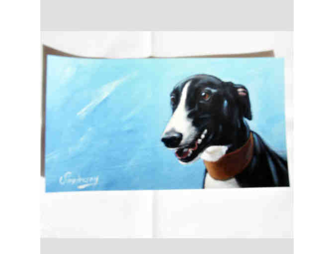 Greyhound Print on Photo Paper - Black Hound on Blue Background