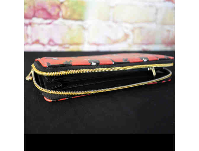 Women's Red Wallet/Clutch With Gold Colored Zipper - Greyhound Dog Design
