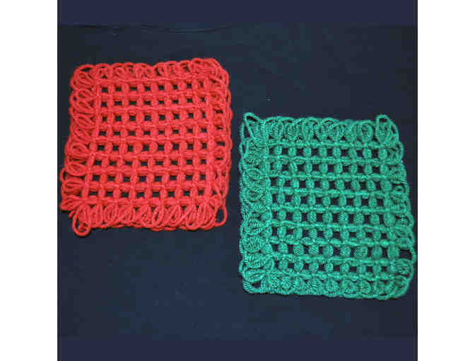 Woven Yarn Trivets (5) - Red And Green