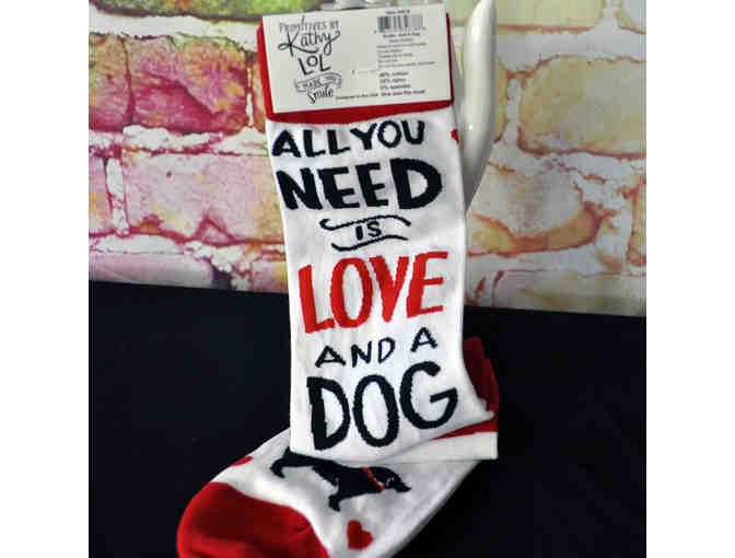 Sox - White With 'All You Need Is Love And A Dog' Design (Pair #1)