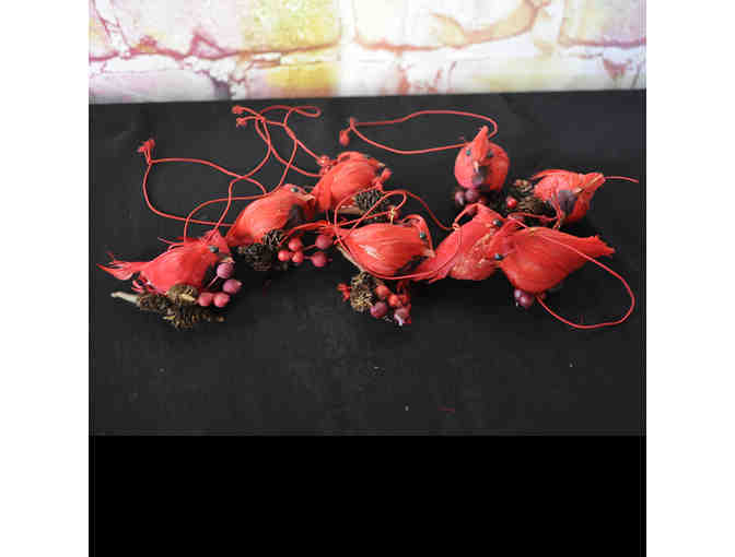 Set of 8 Paper Mache Cardinal Ornaments