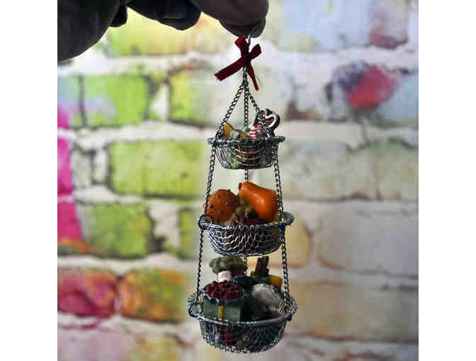 Three Layer Metal Baskets Ornament Filled With Resin Holiday Treats