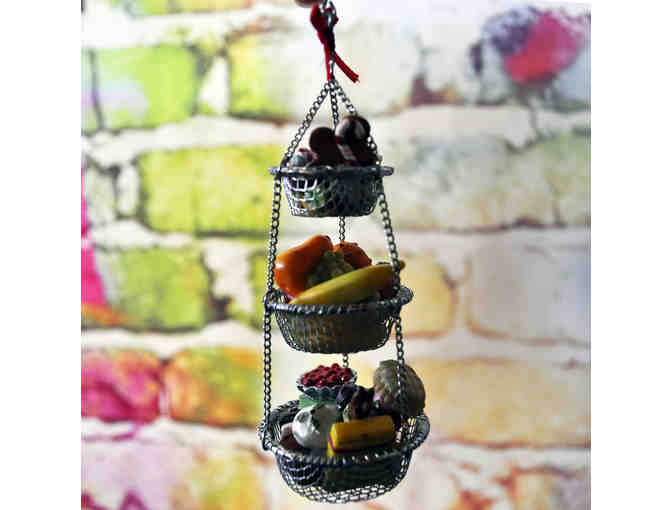Three Layer Metal Baskets Ornament Filled With Resin Holiday Treats