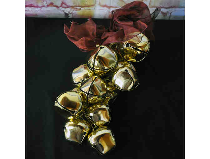 Shiny Gold Bell Bunch (15 Bells) Door or Mantel Hanger