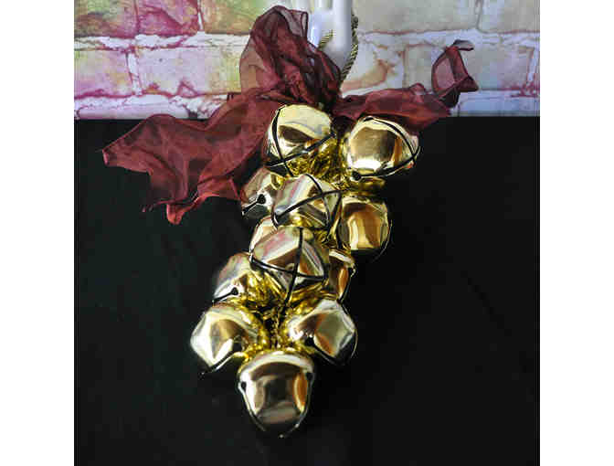 Shiny Gold Bell Bunch (15 Bells) Door or Mantel Hanger