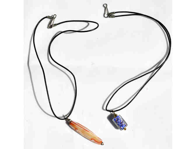 Leather Cord Necklaces with Pendants - Two - 16' Long